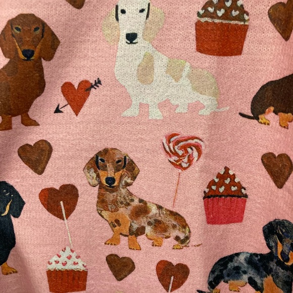 SM Pink Dachshund Print Women’s Sweater – Hearts & Cupcakes - Picture 6 of 9